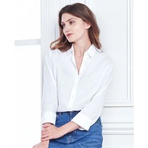 NWOT Quince 100% European Linen Long Sleeve Shirt White Sz S